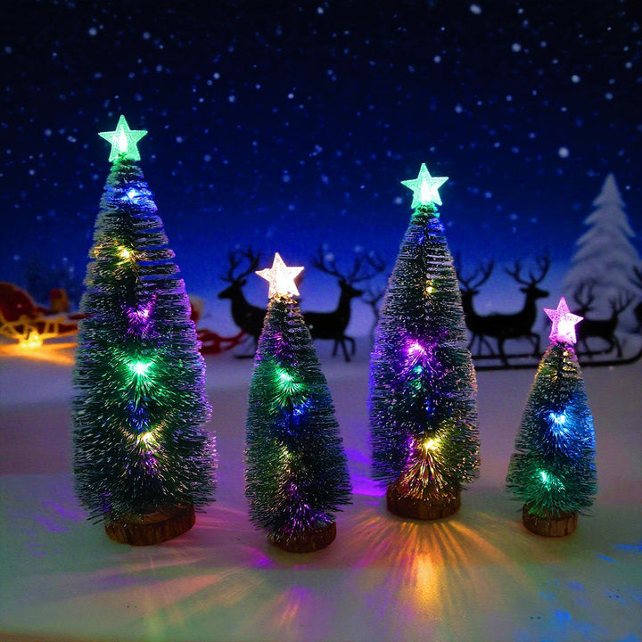 Mini Christmas tree with lighting and artificial snow