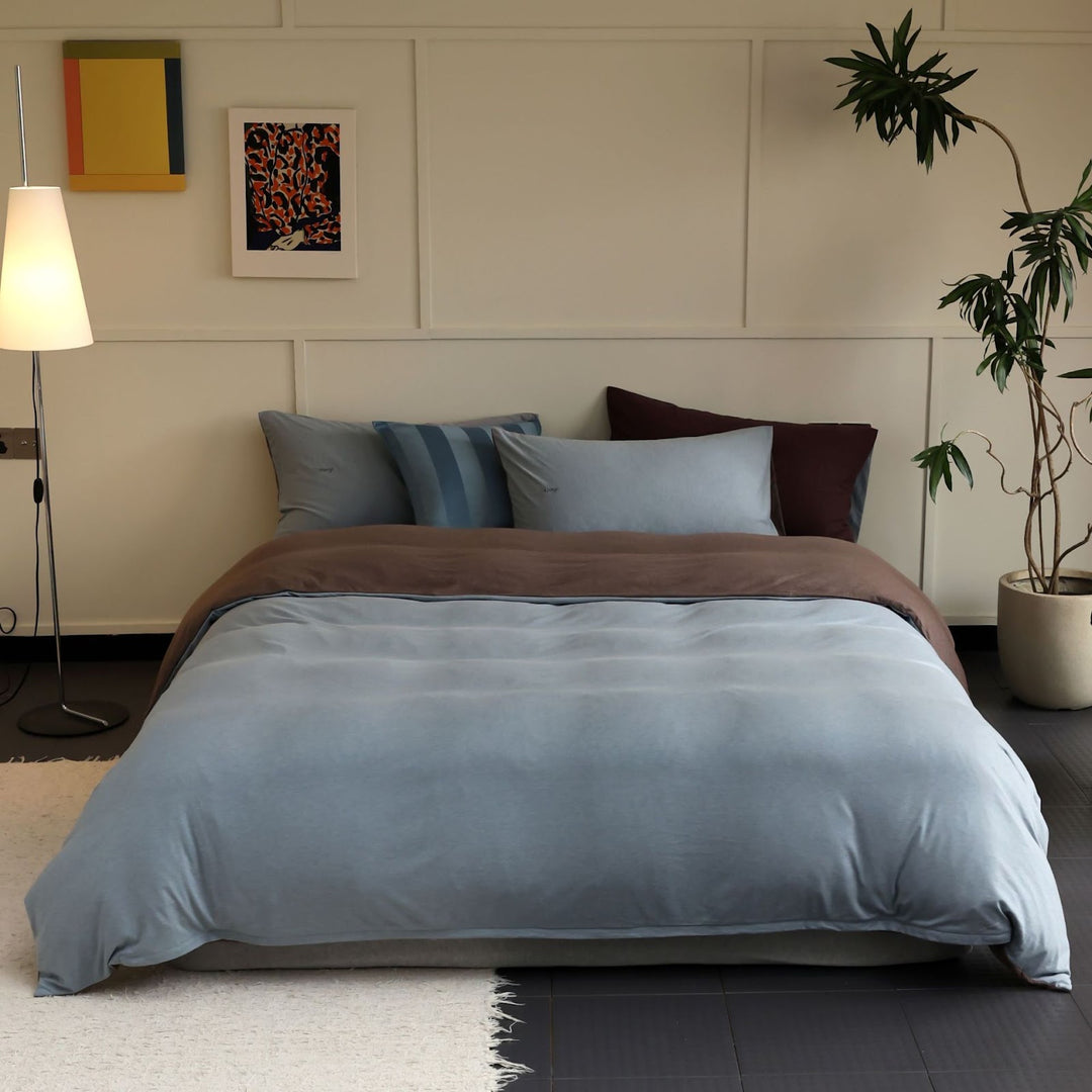 Knitted cotton bedding set, 4-piece, warming, double-sided