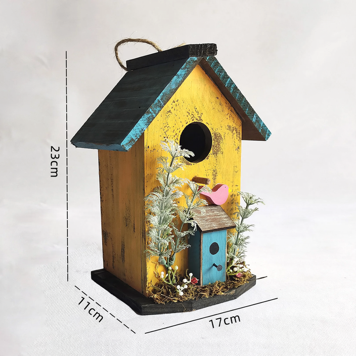 Wall-Birdhouse made of pine wood for the garden