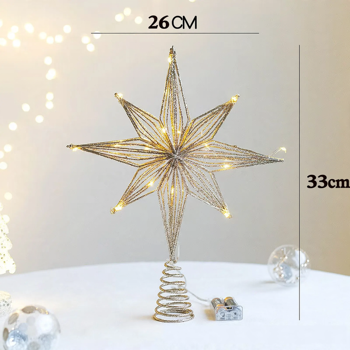 Christmas tree topper star made of iron and fabric