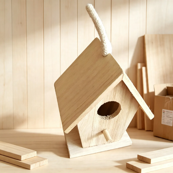 Traditional birdhouse made of poplar wood
