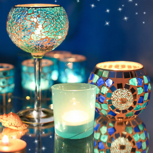 Mosaic glass candle holder, various sets