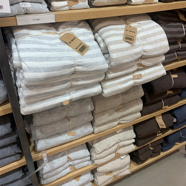 Cotton duvet cover, knit cotton, stripes/solid