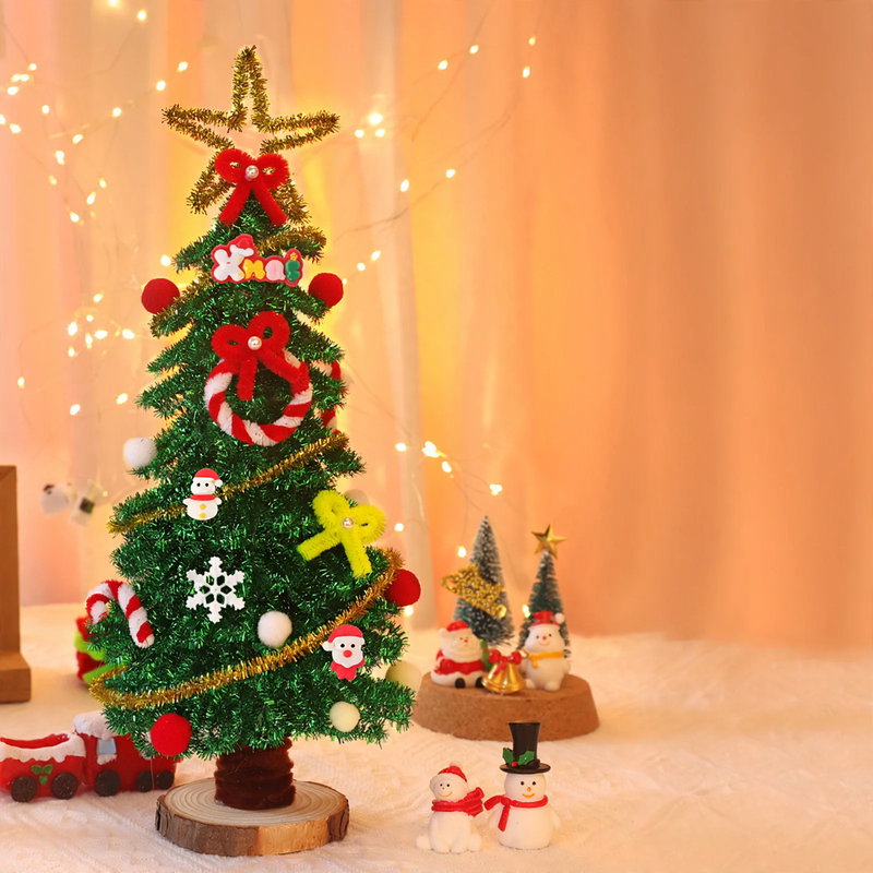 DIY Christmas Tree Craft Set with Wooden Base