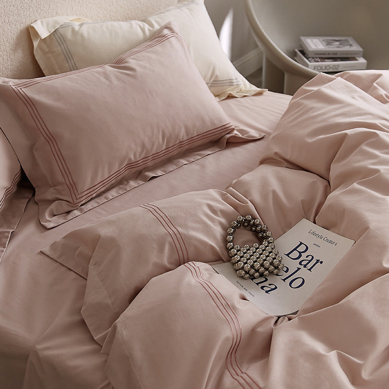 Minimalist Cotton Bedding Set with Embroidery