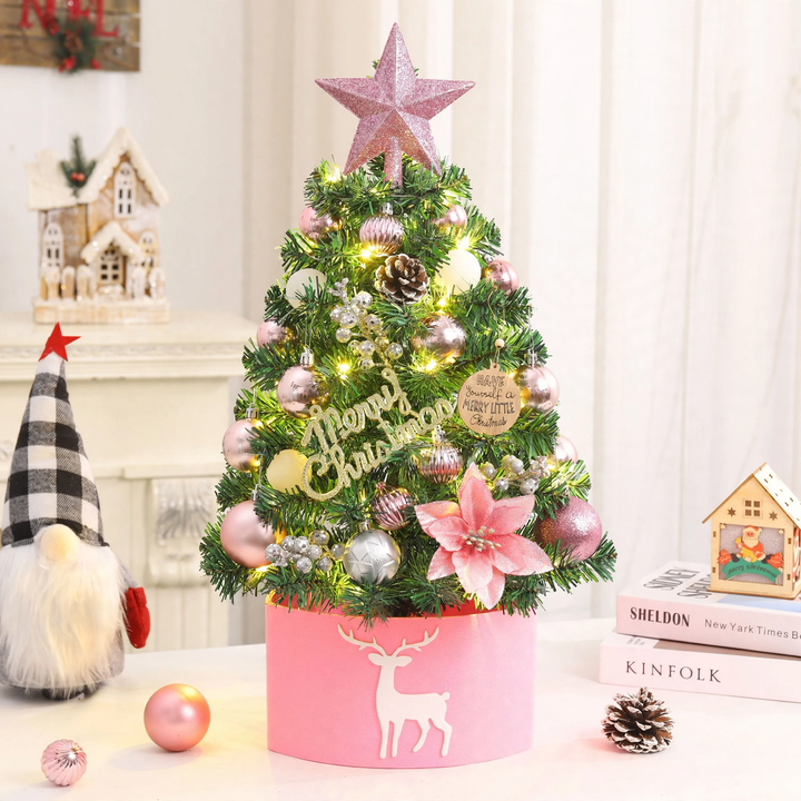 Mini Christmas tree with decoration, 45/60 cm, PVC