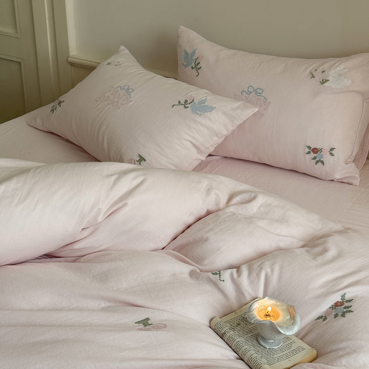 Cotton bedding with crinkle structure, 4-piece