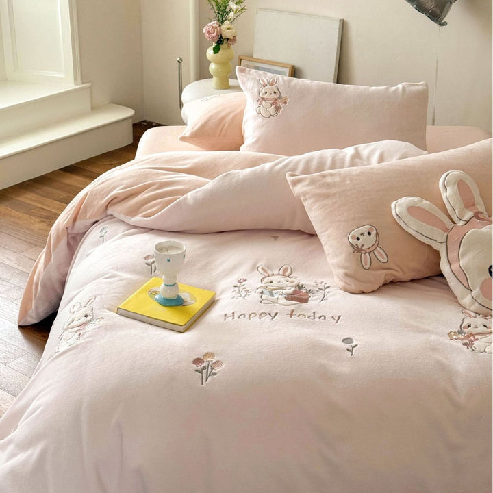 Milk fiber bedding with cartoon design