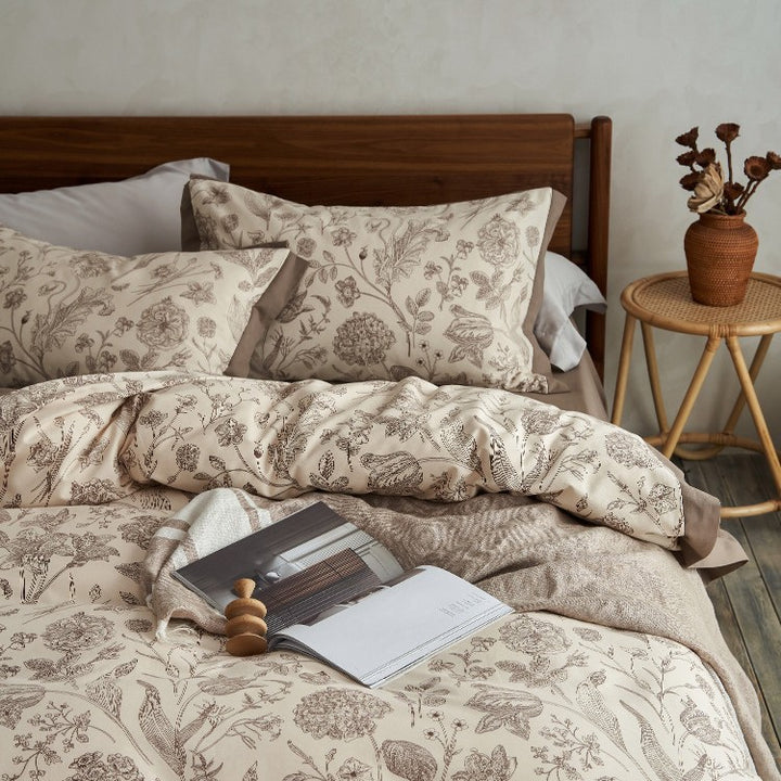 Bedding set made of pure cotton, brushed, floral pattern