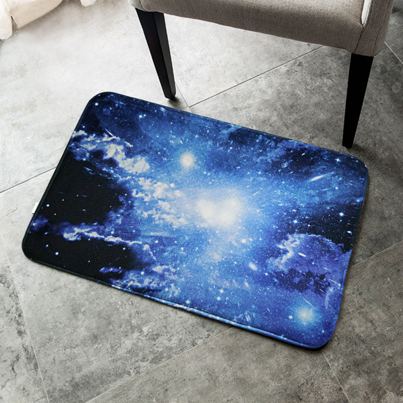 BowLift | Creative Blue Contemporary Carpet Polyester Galaxy Pattern Carpet Washable Pet-Friendly Anti-Slip Rug for Children's Room