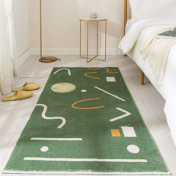 BowLift | Green Bedroom Carpet Minimalist Abstract Carpet Polyester Washable Non-Slip Backing Pet Friendly Carpet