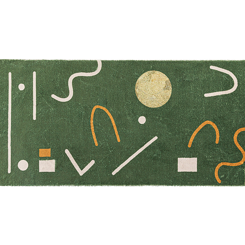 BowLift | Green Bedroom Carpet Minimalist Abstract Carpet Polyester Washable Non-Slip Backing Pet Friendly Carpet