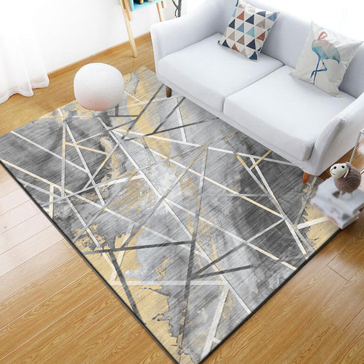 BowLift | Funky Abstract Geometric Pattern Rug Multicolor Industrial Rug Polyester Pet-Friendly Washable Non-Slip Area Rug for Bedroom