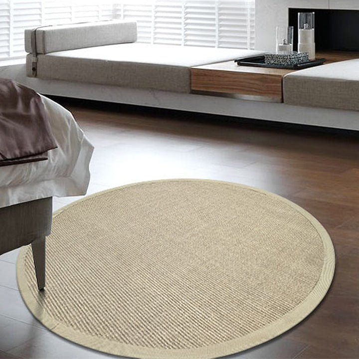 BowLift | Brown Living Room Rug Rustic Circle Pattern Rug Sisal Washable Non-Slip Backing Pet-Friendly Rug