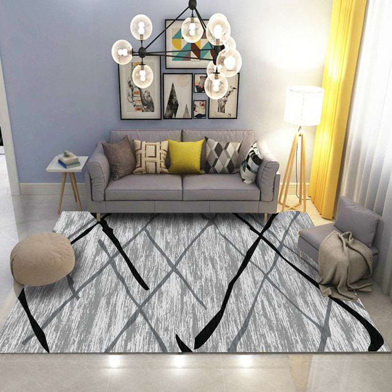 BowLift | Industrial Abstract Floor Rug Multicolor Polyester Rug Non-Slip Pet Friendly Washable Area Rug for Bedroom