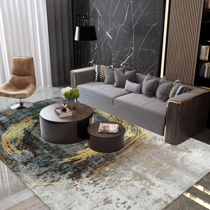 BowLift | Industrial Abstract Floor Rug Multicolor Polyester Rug Non-Slip Pet Friendly Washable Area Rug for Bedroom