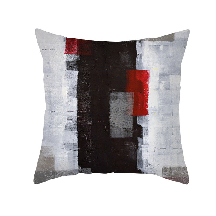 Abstract Modern Square Throw Pillow Cover with Concealed Zipper and Linen Texture