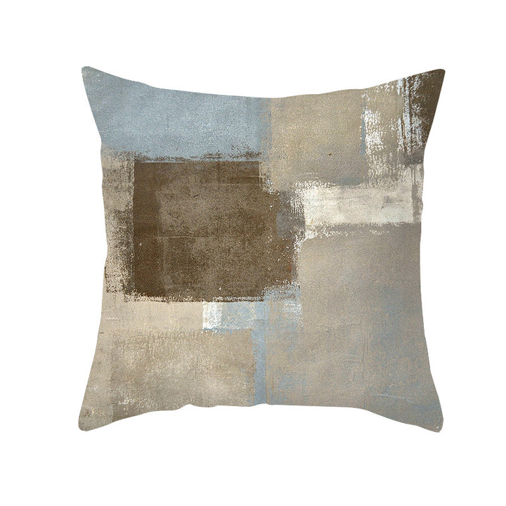 Abstract Modern Square Throw Pillow Cover with Concealed Zipper and Linen Texture