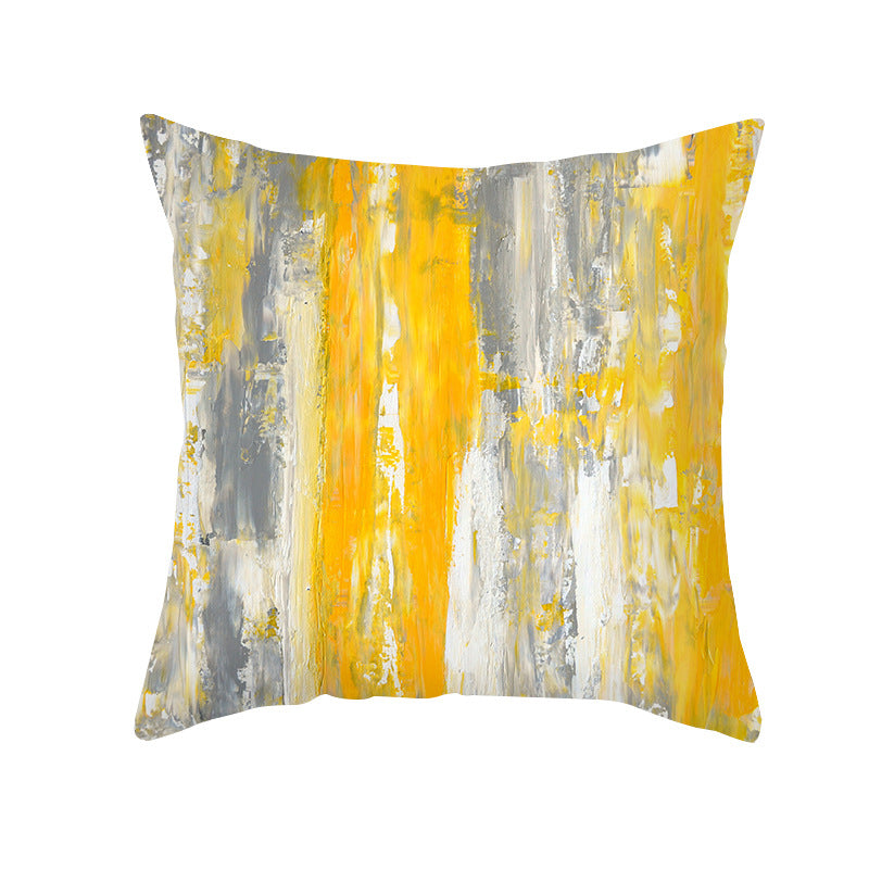 Abstract Modern Square Throw Pillow Cover with Concealed Zipper and Linen Texture