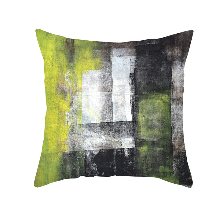Abstract Modern Square Throw Pillow Cover with Concealed Zipper and Linen Texture