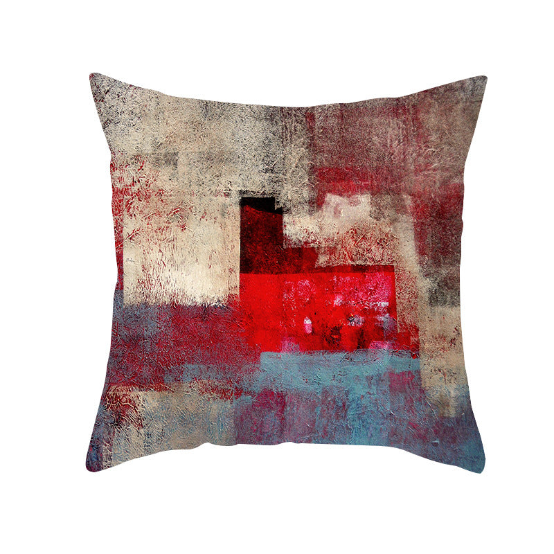 Abstract Modern Square Throw Pillow Cover with Concealed Zipper and Linen Texture
