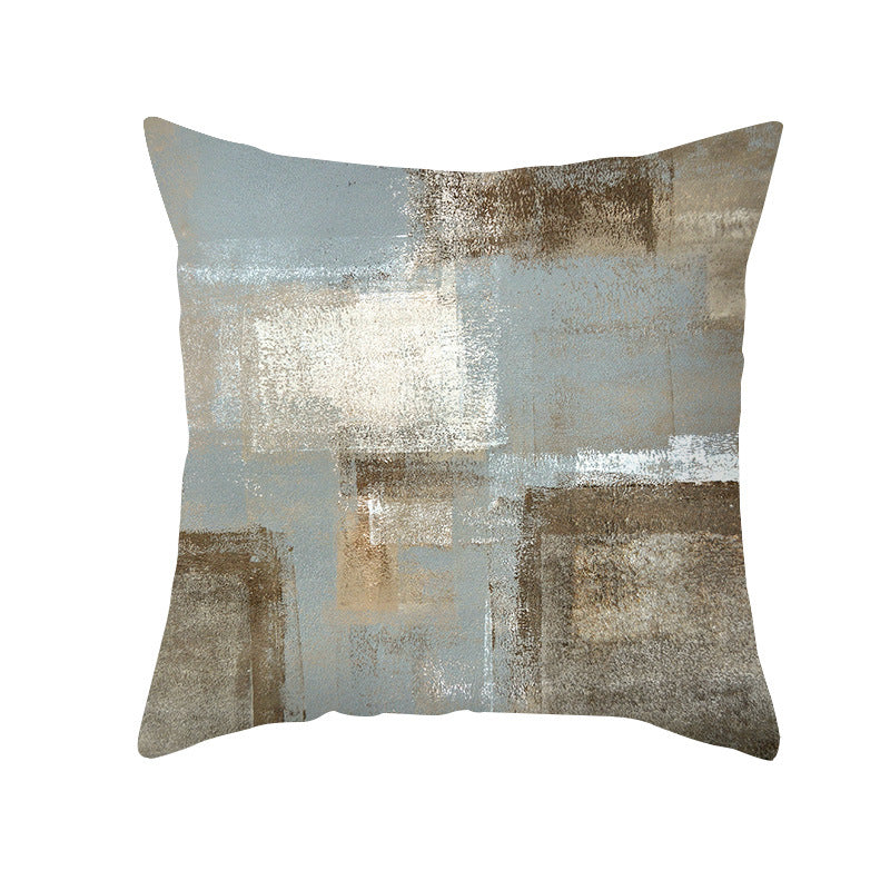 Abstract Modern Square Throw Pillow Cover with Concealed Zipper and Linen Texture