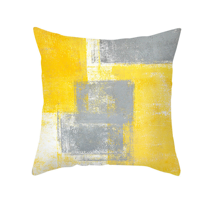 Abstract Modern Square Throw Pillow Cover with Concealed Zipper and Linen Texture
