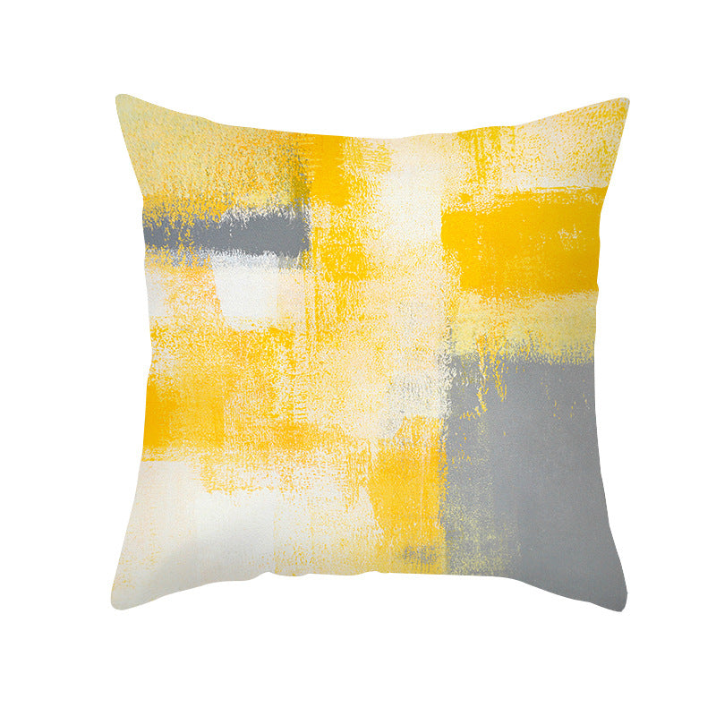 Abstract Modern Square Throw Pillow Cover with Concealed Zipper and Linen Texture