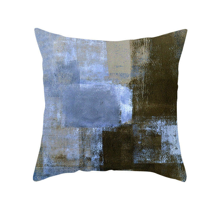 Abstract Modern Square Throw Pillow Cover with Concealed Zipper and Linen Texture