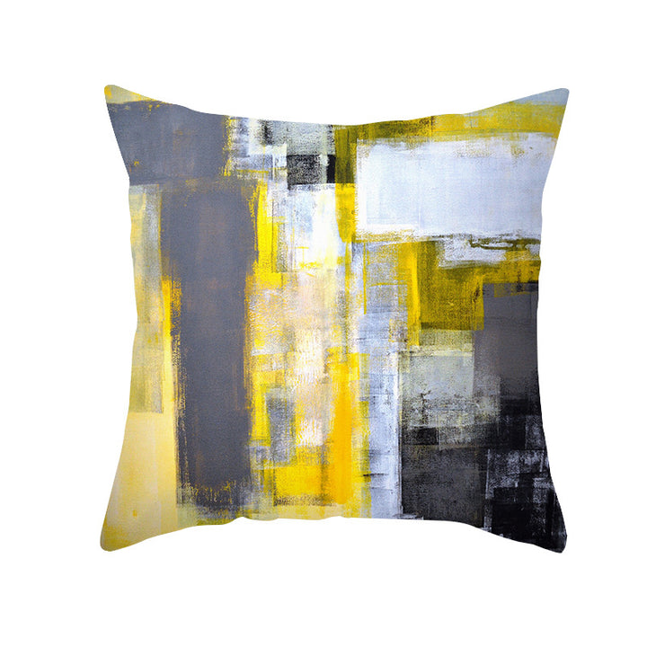 Abstract Modern Square Throw Pillow Cover with Concealed Zipper and Linen Texture