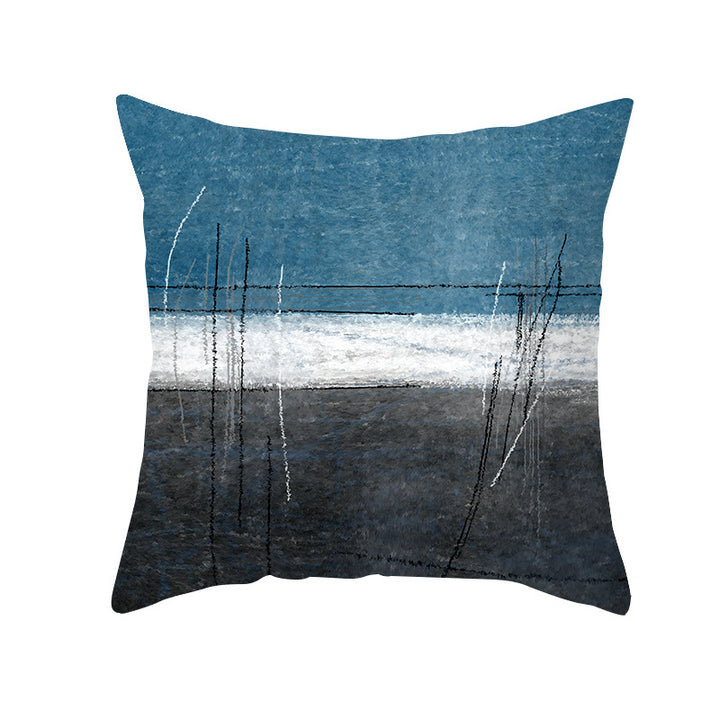 Abstract Modern Square Throw Pillow Cover with Concealed Zipper and Linen Texture