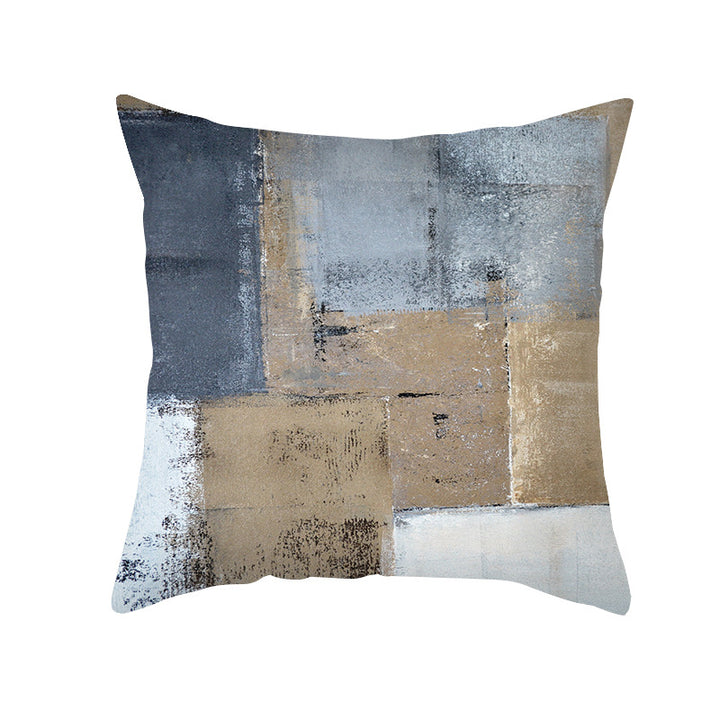 Abstract Modern Square Throw Pillow Cover with Concealed Zipper and Linen Texture