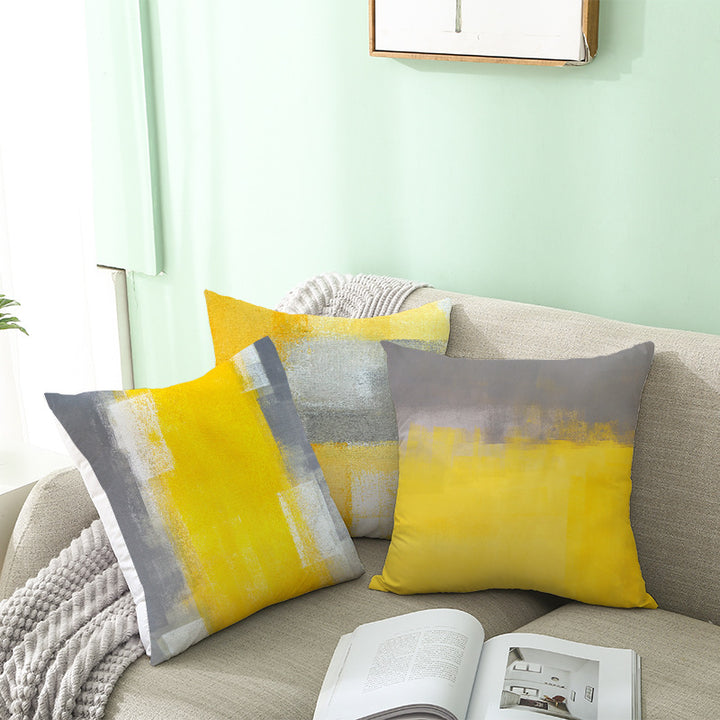 Abstract Modern Square Throw Pillow Cover with Concealed Zipper and Linen Texture