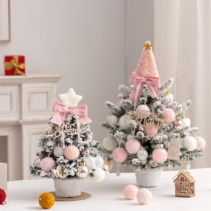 Mini Christmas tree for the table, PVC, flocked, with lighting