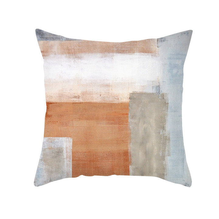 Abstract Modern Square Throw Pillow Cover with Concealed Zipper and Linen Texture