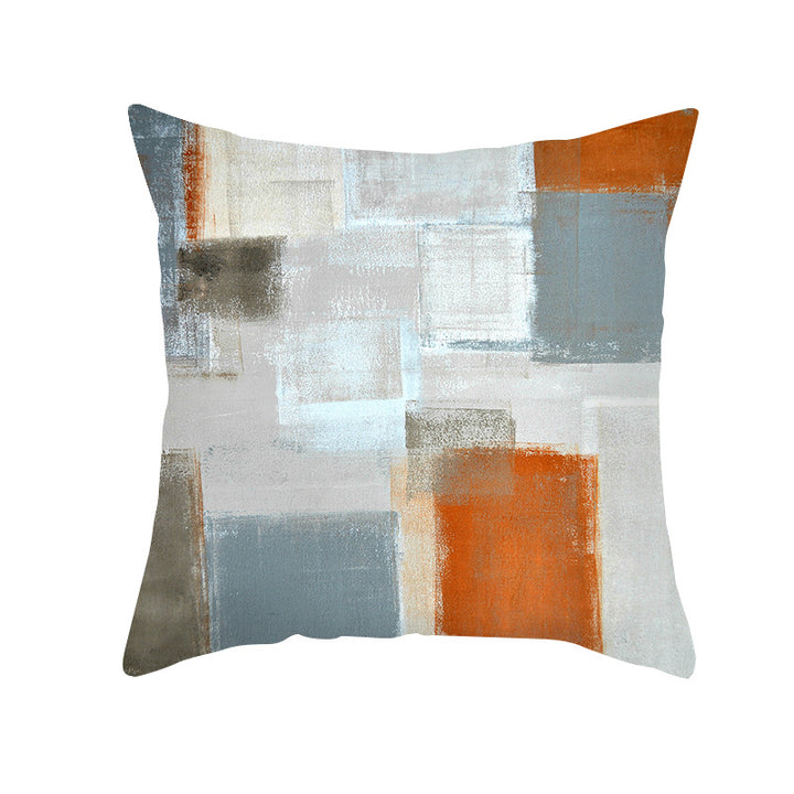 Abstract Modern Square Throw Pillow Cover with Concealed Zipper and Linen Texture
