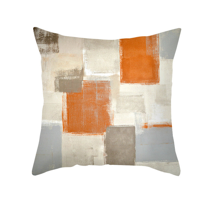 Abstract Modern Square Throw Pillow Cover with Concealed Zipper and Linen Texture