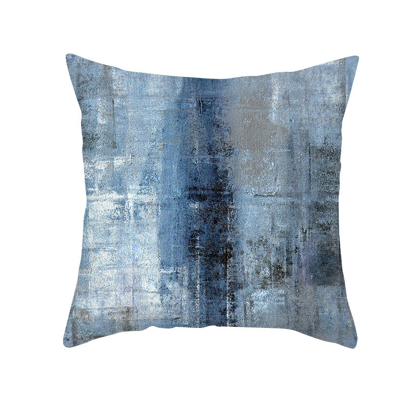 Abstract Modern Square Throw Pillow Cover with Concealed Zipper and Linen Texture