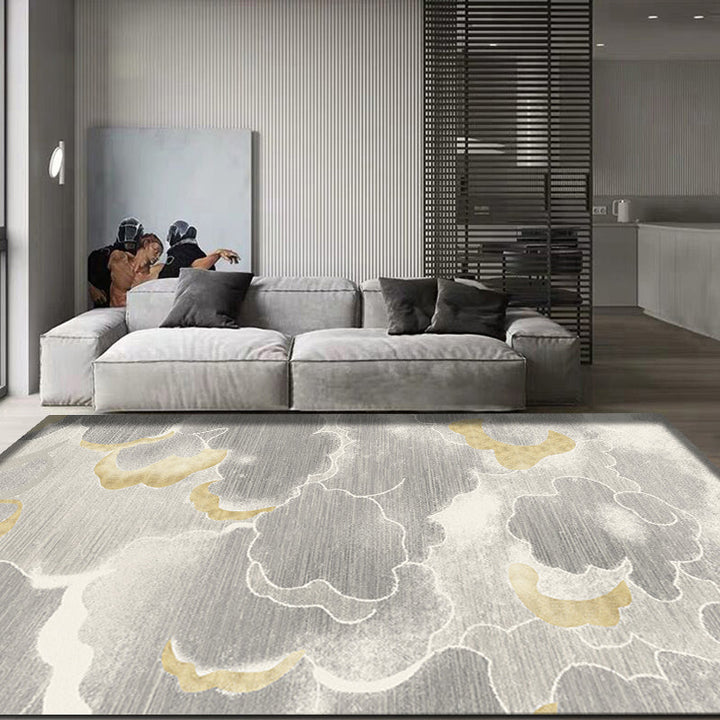 BowLift | Light Gray Oriental Carpet Polypropylene Cloud Pattern Carpet Pet Friendly Washable Non-Slip Carpet for the Kids' Room