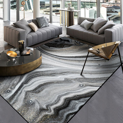 BowLift | Modernist Decorative Rug Black Abstract Rug Polyester Washable Non-Slip Pet-Friendly Rug