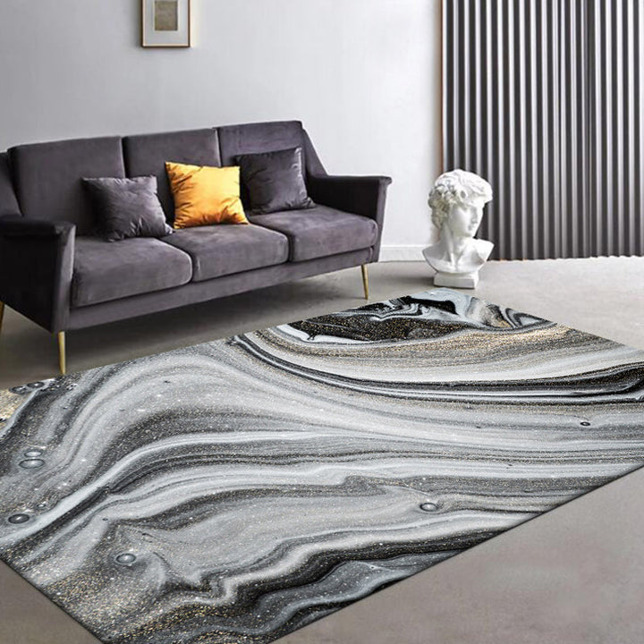 BowLift | Modernist Decorative Rug Black Abstract Rug Polyester Washable Non-Slip Pet-Friendly Rug
