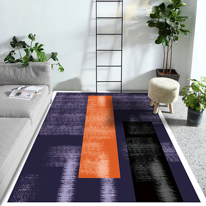 Multicolored geometric patterned rug with striped polyester modern rug washable non-slip backing rug for the study | Bowlift