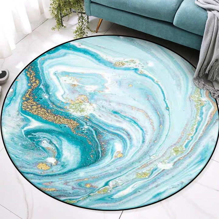 BowLift | Modern Watercolor Pattern Area Rug Blue Polyester Carpet Non-Slip Pet-Friendly Washable Rug for Study