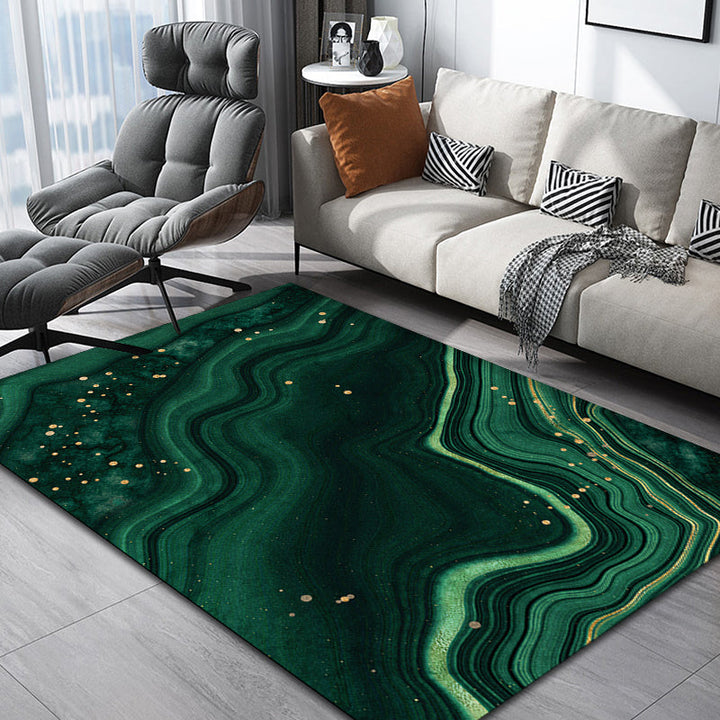 Green abstract rug polyester modern rug washable non-slip pet-friendly rug for the living room | Bowlift