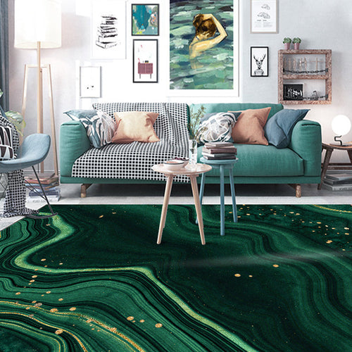 Green abstract rug polyester modern rug washable non-slip pet-friendly rug for the living room | Bowlift