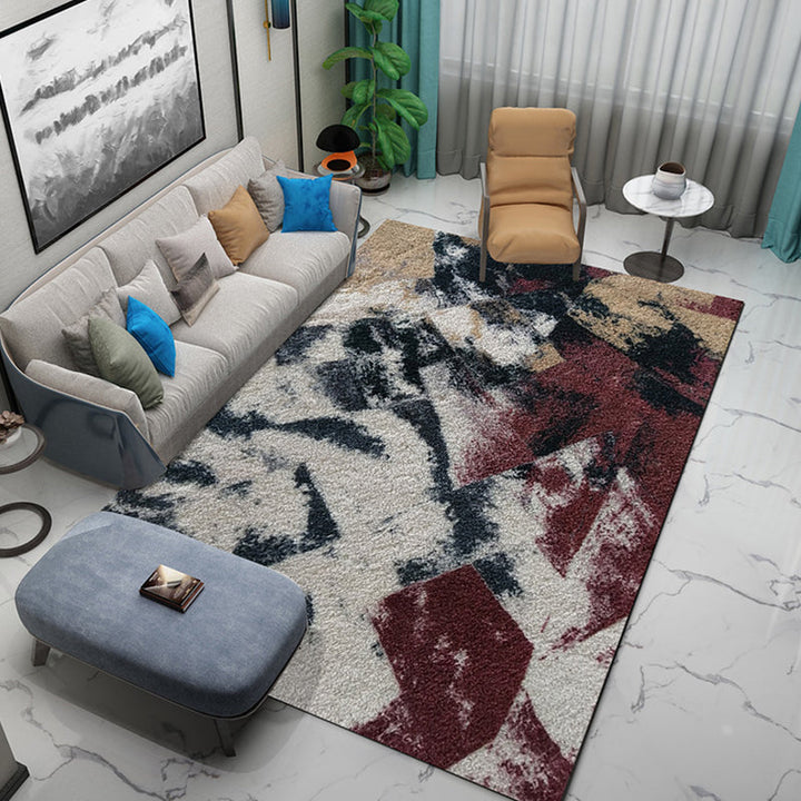 BowLift | Industrial Abstract Pattern Carpet Multicolor Polyester Carpet Non-Slip Washable Pet-Friendly Carpet for Sitting Area