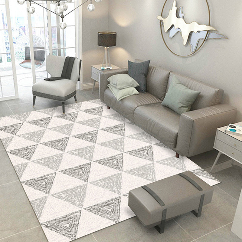 Contemporary home interior rug pastel triangles patterned rug polyester machine washable rug | Bowlift