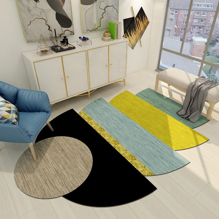 BowLift | Irregular Geometric Patchwork Rug Soft Color Novelty Carpet Synthetic Non-Slip Rug for Bedroom