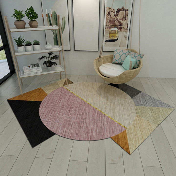 BowLift | Irregular Geometric Patchwork Rug Soft Color Novelty Carpet Synthetic Non-Slip Rug for Bedroom