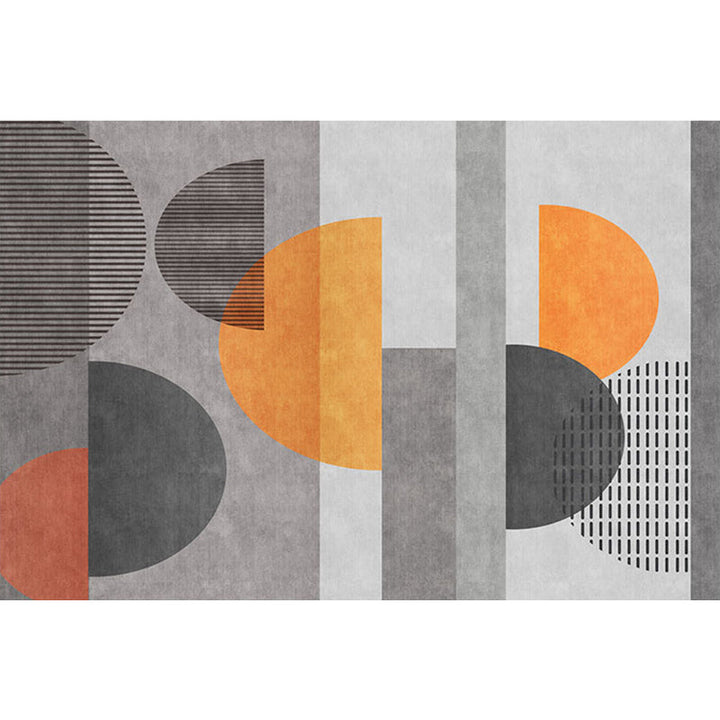 BowLift | Gray Half-Circle Patterned Carpet Synthetic Modern Carpet Pet-Friendly Non-Slip Carpet for the Living Room